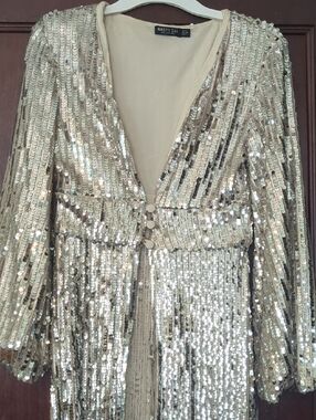 Nasty Gal Silver Sequin Kimono